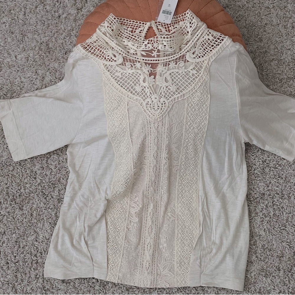 NWT Anthropologie Celine Lace Top/Ivory